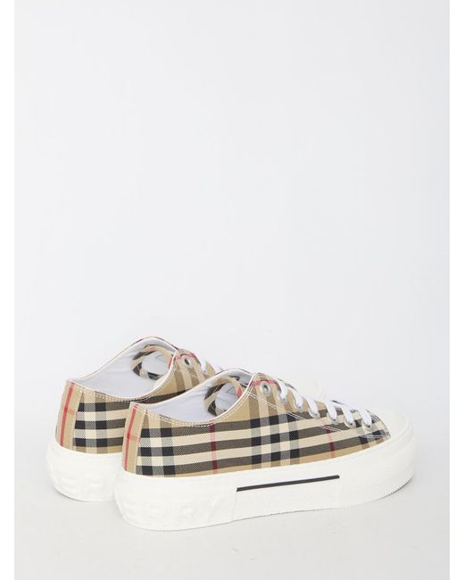 Burberry White Low Top Check Sneakers