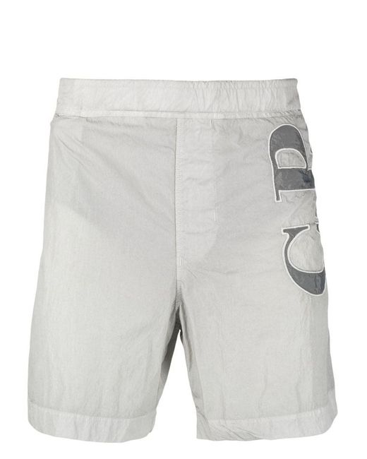 C P Company Gray Elasticated-waist Logo-print Shorts for men
