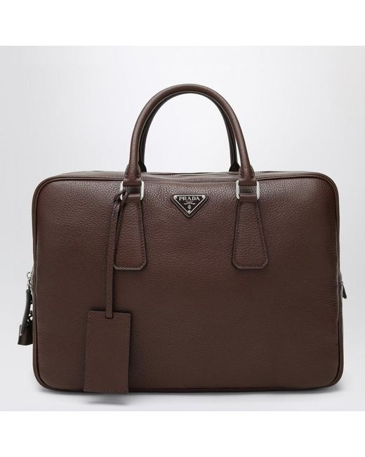 Prada Brown Burnt Work Bag for men