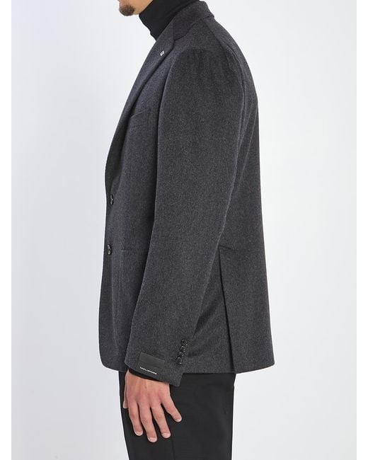 Tagliatore Gray Single-Breasted Cashmere Jacket for men