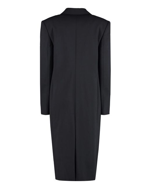 Givenchy Black Asymmetric Fastening Wool Coat
