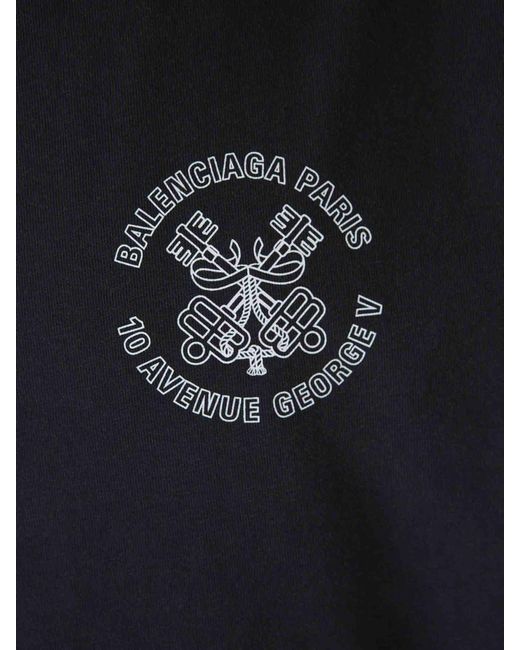 Balenciaga Black Cotton Logo T-Shirt for men