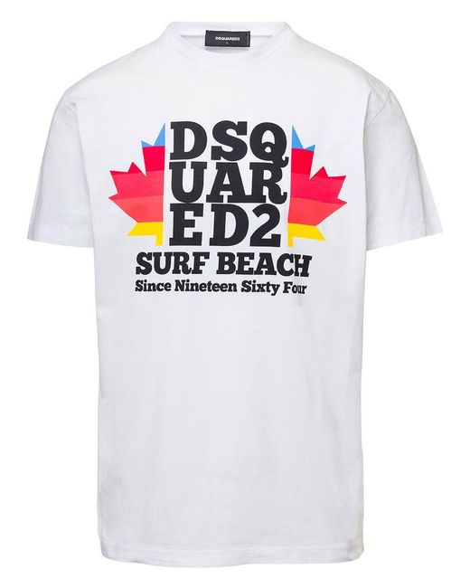 DSquared² Gray Crew Neck T-Shirt With D2 Surf Beach Logo On The Chest for men