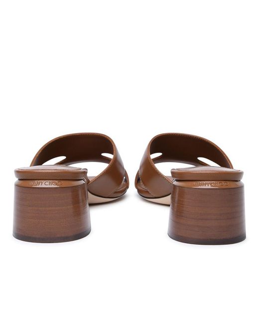 Jimmy Choo Brown 'Ellison Mule 45' Leather Sandals