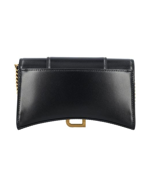 Balenciaga Black Hourglass Wallet On Chain Shiny Box