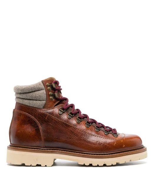 Brunello Cucinelli Brown Padded Ankle Lace-up Boots for men
