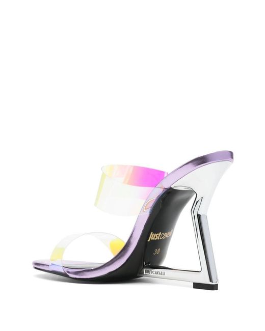 Just Cavalli Pink 115mm Double-strap Transparent Mules