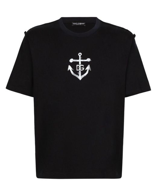Dolce & Gabbana Black Logo Cotton T-shrt for men