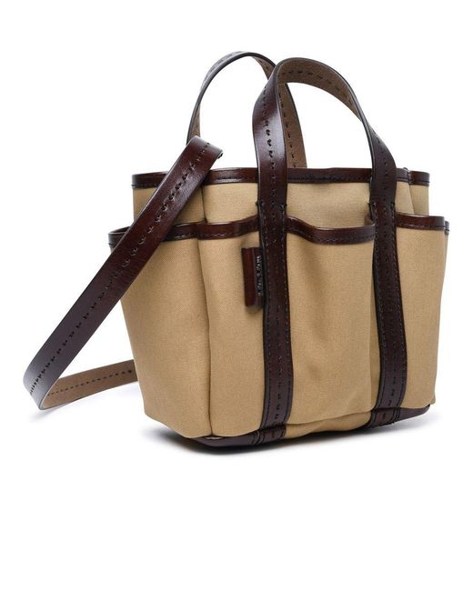 Max Mara Brown 'Giardiniera' Cotton Mini Bag
