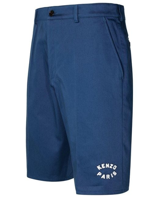 KENZO Blue Cotton Bermuda Shorts for men