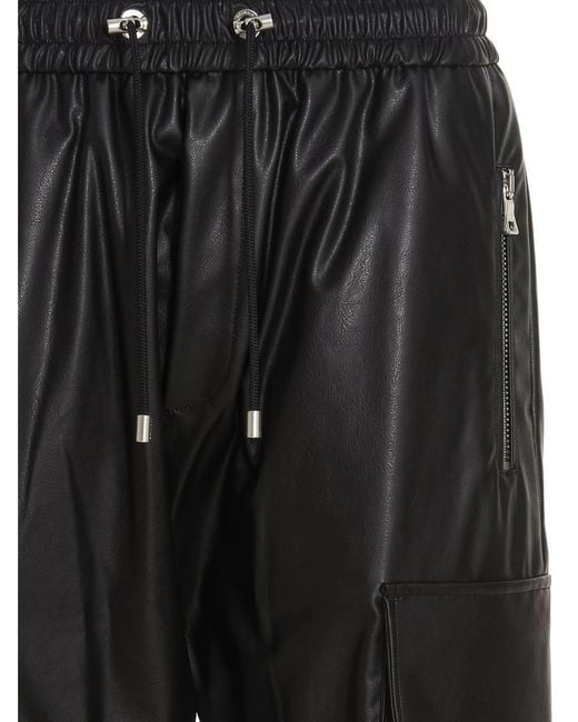 Balmain Faux Leather Cargo Pants in Black for Men | Lyst