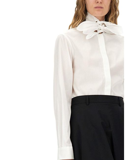 Moschino White Cotton Poplin Jacquard Shirt