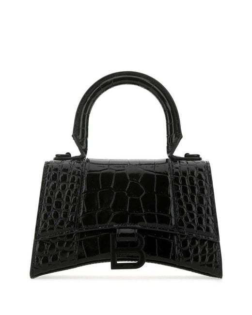 Balenciaga Black Leather Hourglass Xs Handbag