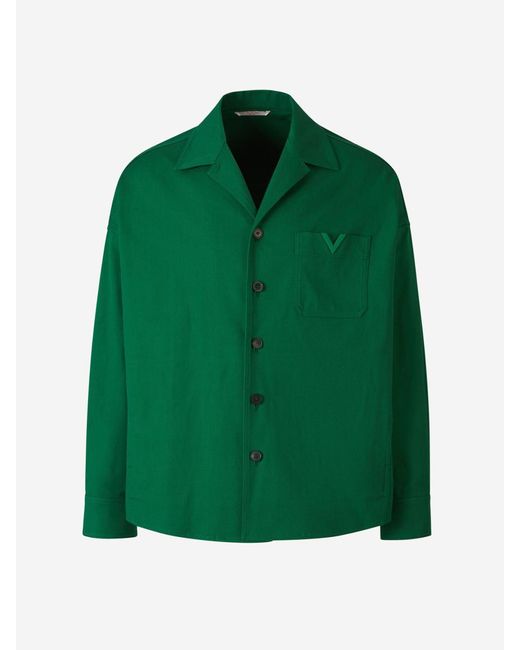 Valentino Green Cotton Logo Jacket for men