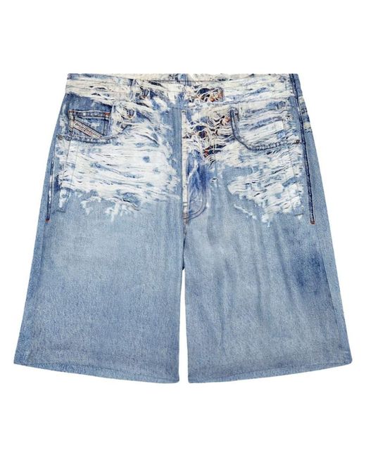 DIESEL Blue P-alston-denim-print Shorts for men