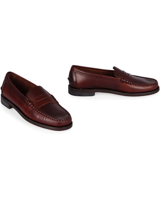 Sebago Brown Dan Waxy Leather Loafers for men