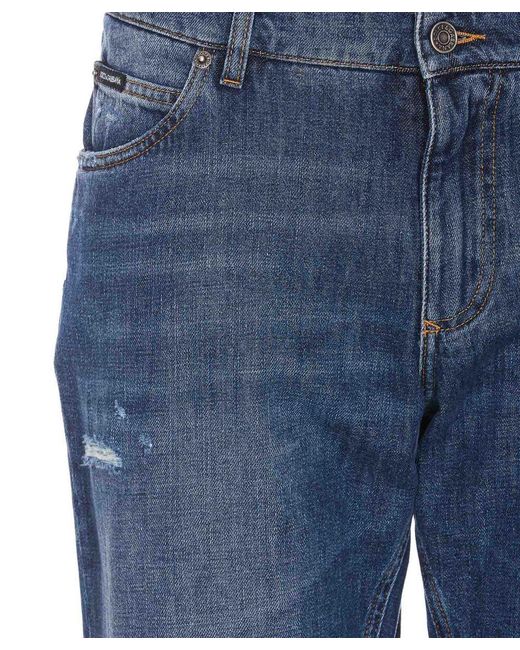 Dolce & Gabbana Blue Distressed Finish Jeans for men