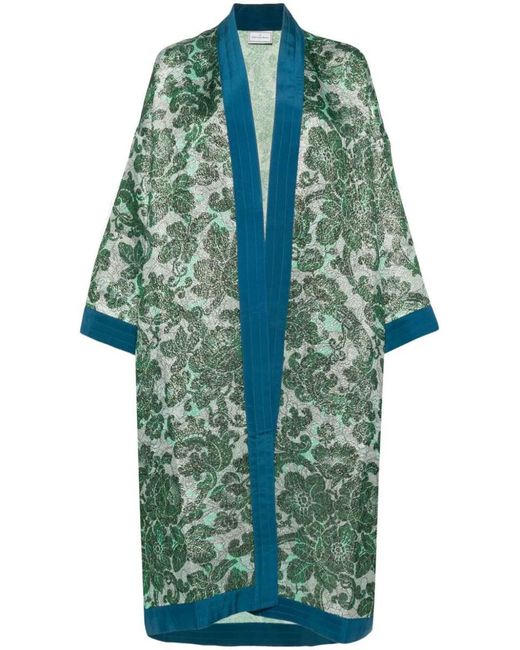 Pierre Louis Mascia Blue Printed Kimono With Contrast Hems