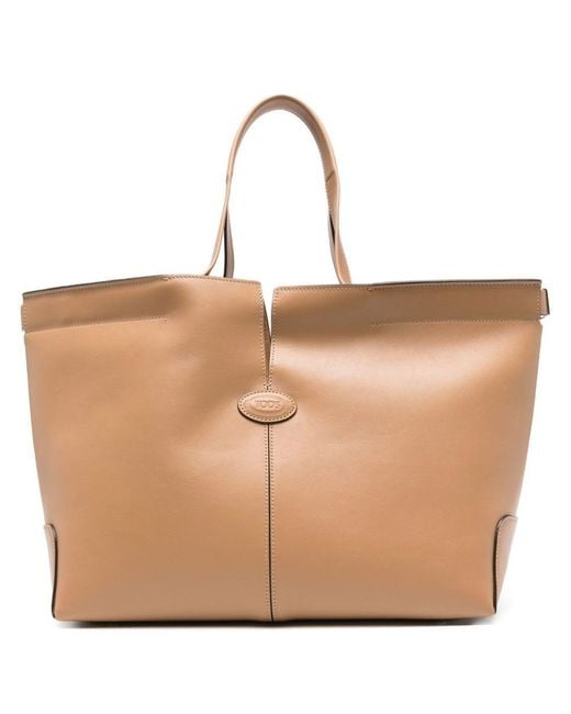 Tod's Natural Di Bag Folio Leather Shopping Bag