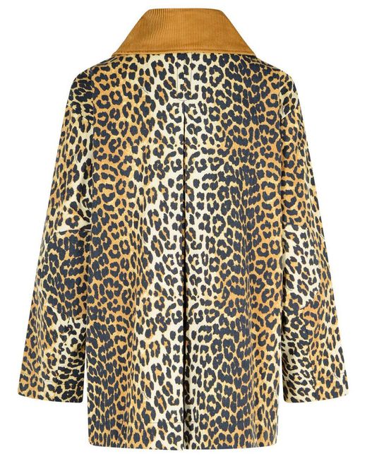 Ganni Black Leopard Print Midi Jacket
