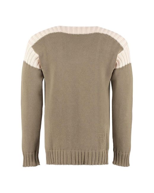 Fendi Natural Color-Block Cotton-Cashmere Sweater for men