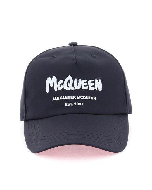 Alexander McQueen Blue Graffiti Baseball Cap for men