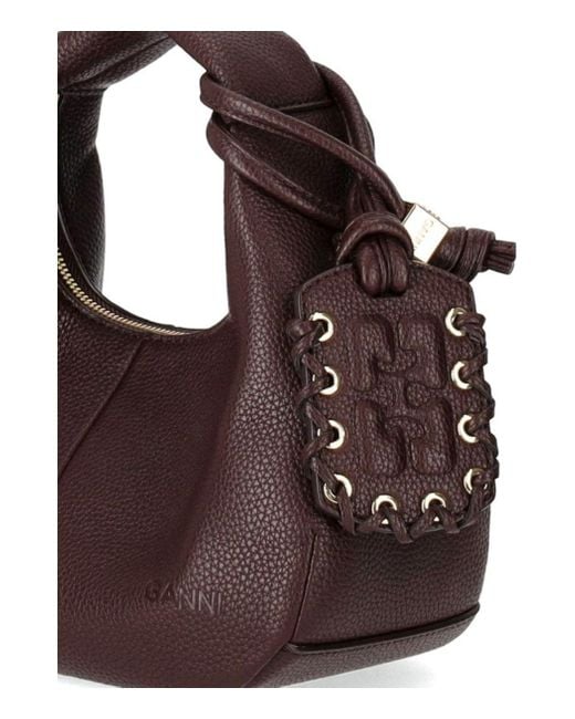 Ganni Brown Chicory Coffee Mini Hobo Bag