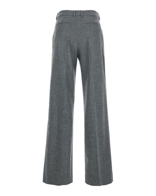 PT Torino Gray 'Lola' Pants With High Waist And Pleated Details