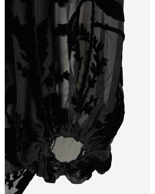 Zimmermann Black Semi-Transparent Floral Blouse