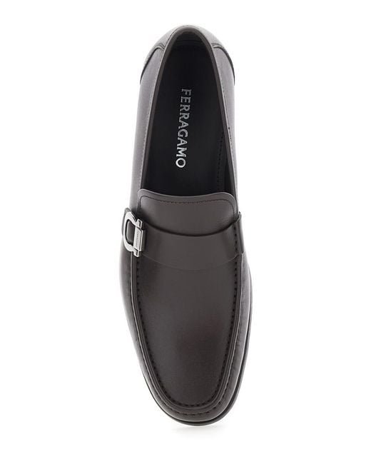 Ferragamo White Loafers With Gancini Detail On Side for men