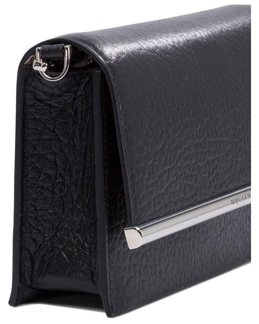 Alexander McQueen Black Leather Mini Cross-Bar Clutch