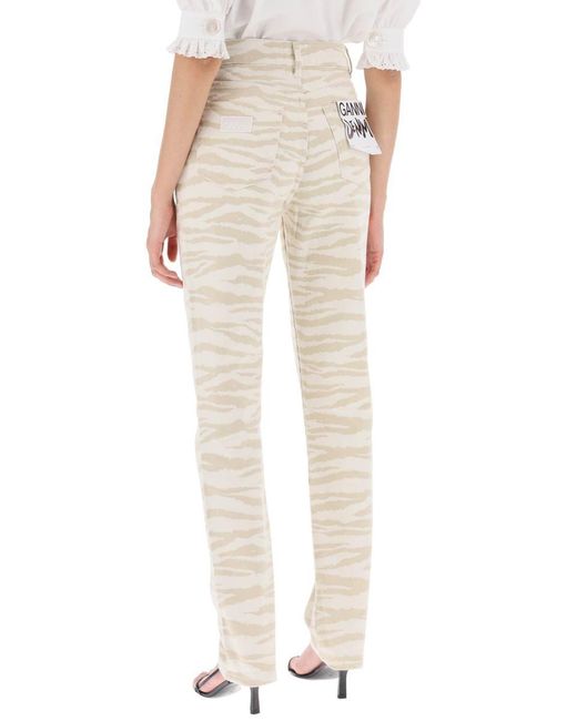 Ganni Natural Swigy Zebra-print Jeans