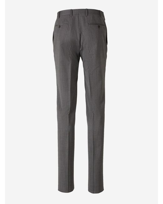 Canali Gray Striped Wool Trousers for men