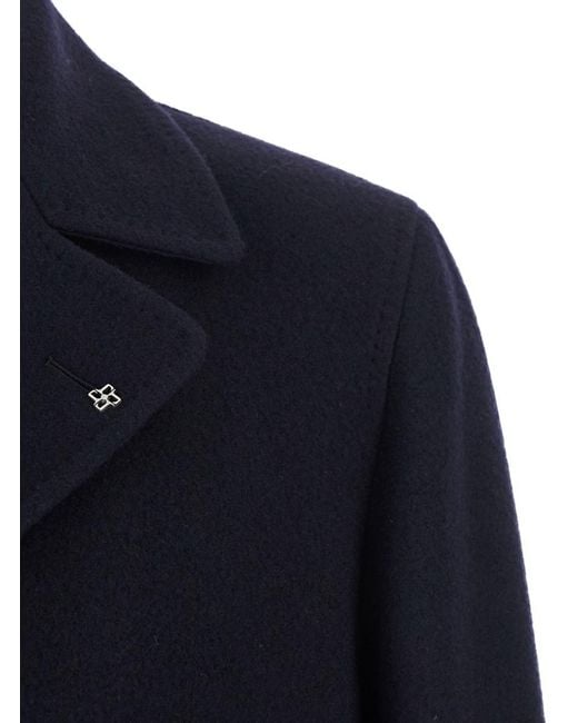 Tagliatore Blue 'Arden' Double-Breasted Coat With Notched Revers for men