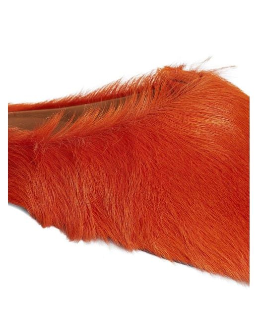 Marni Orange Fussbett Faux-Fur Slippers for men