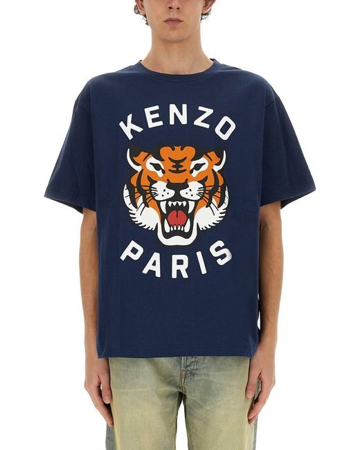 KENZO Blue "Lucky Tiger" T-Shirt for men
