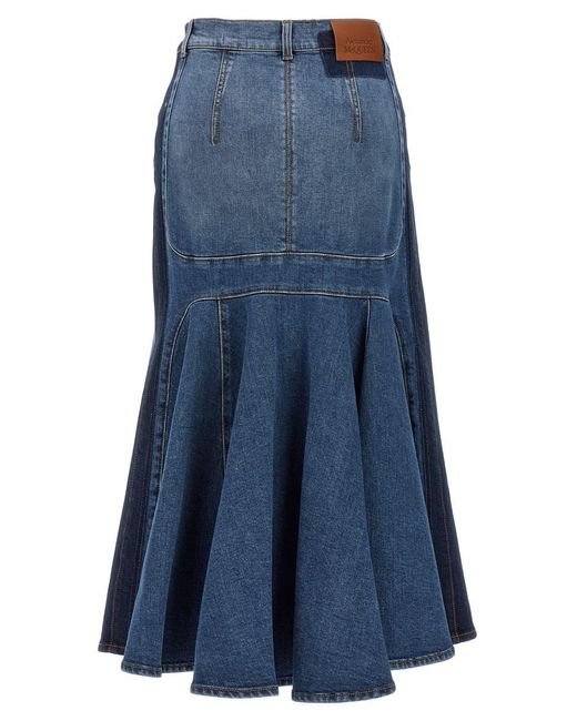 Alexander McQueen Blue Denim Skirt Skirts