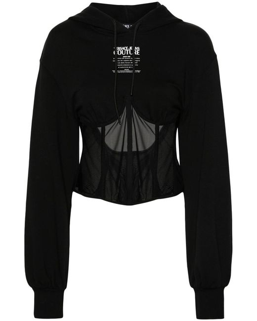 Versace Black Hoodie Bustier Warranty Sweatshirts