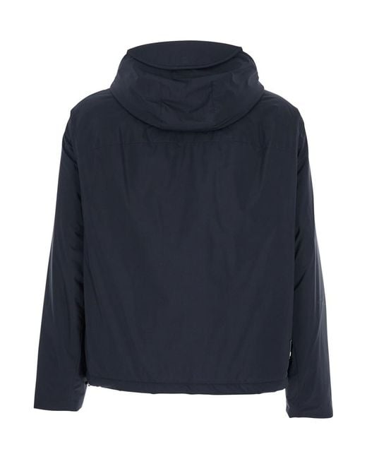 Emporio Armani Blue Down Jacket With Hood And Front Zip Closure for men