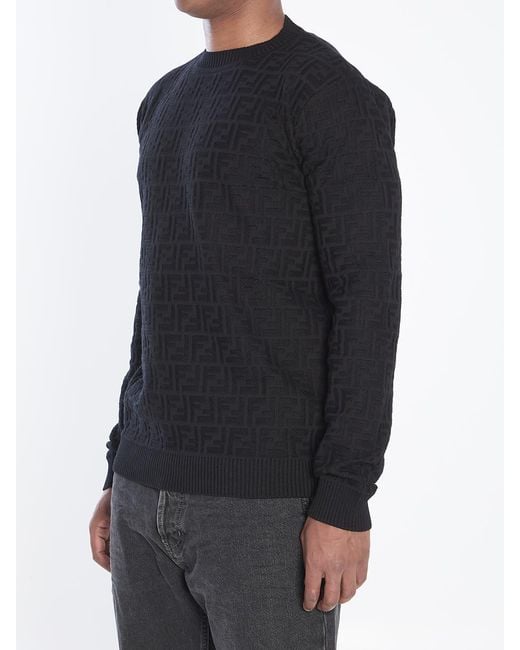 Fendi Blue Ff Monogram Pullover for men