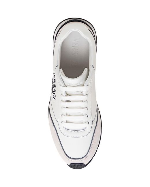 Versace White Milano Logo Sneakers for men