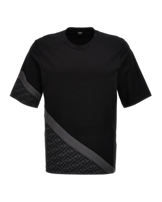Fendi Black ' Diagonal' T-Shirt for men