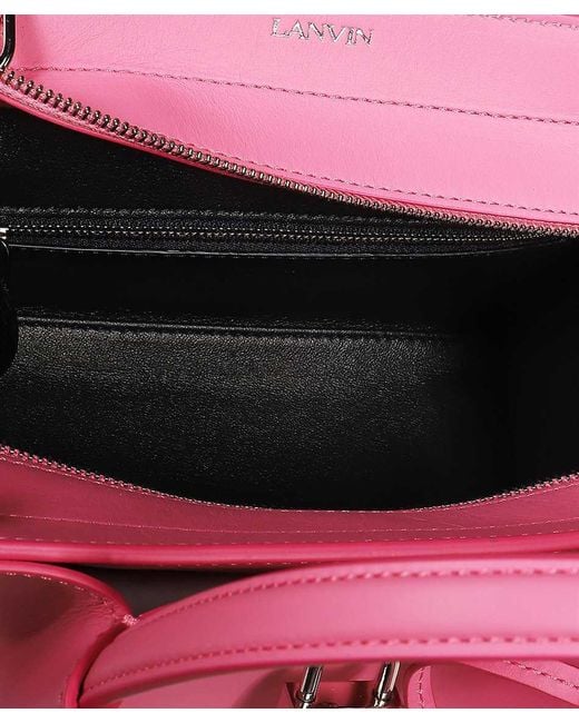 Lanvin Pink Logo Print Leather Handbag