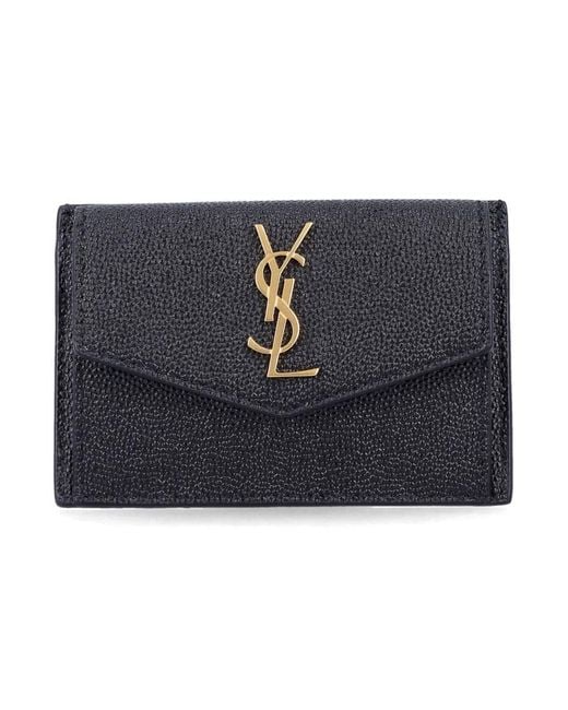 Saint Laurent Blue Uptown Flap Card Case