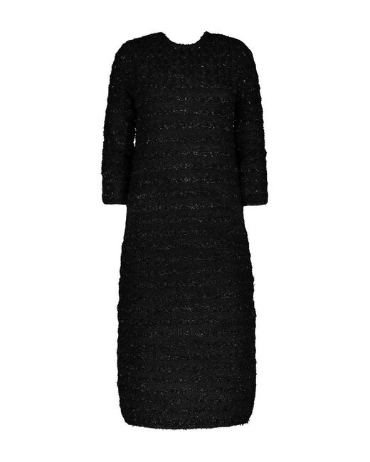 Balenciaga Black Wool Midi Buttoned Dress