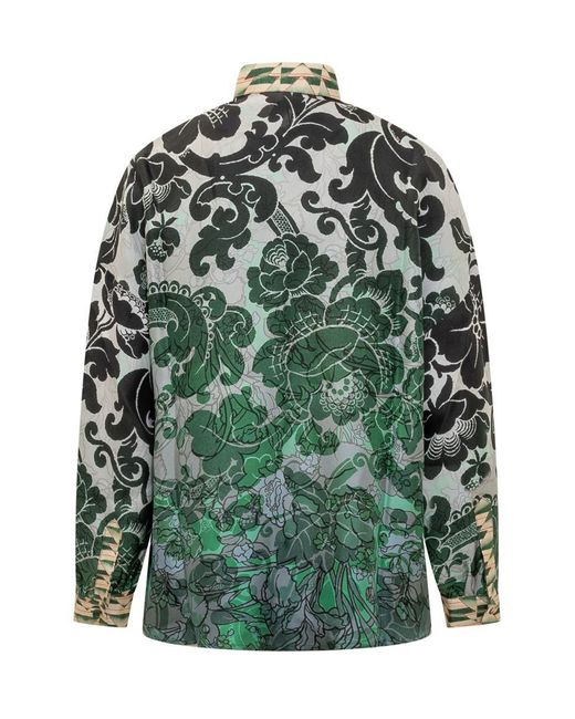 Pierre Louis Mascia Green Pierre Louis Mascia Silk Shirt With Floral Pattern