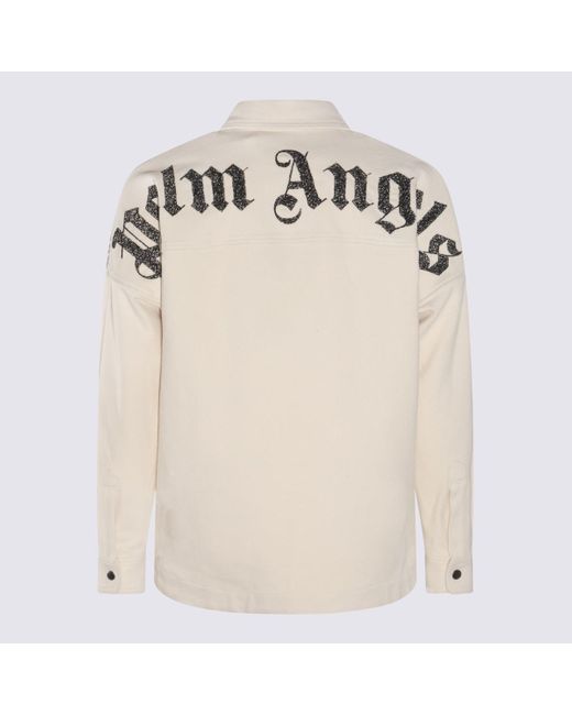 Palm Angels Metallic White Cotton Shirt for men