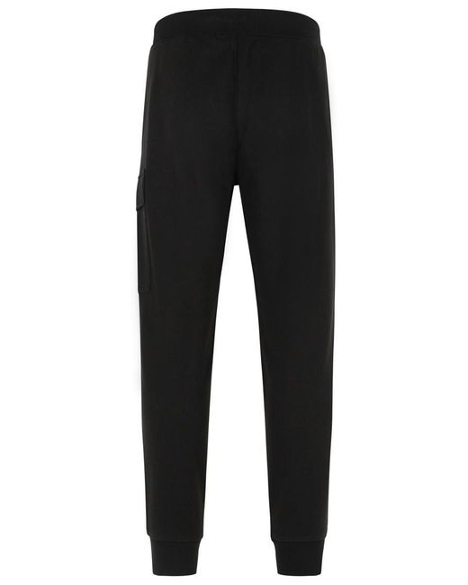 C P Company Black Cotton Jogger Pants With Customizable Fit And Distinctive Appliqué for men