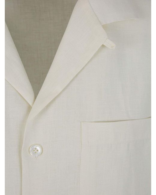 Lardini White Pocket Linen Shirt for men