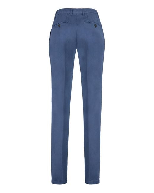 Canali Blue Cotton Blend Trousers for men